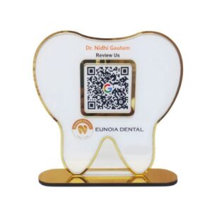 Dental Tooth Shaped NFC Single QR Google Review Standee - For Dentists
