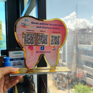 Dental Tooth Shaped NFC Single QR Google Review Standee - For Dentists