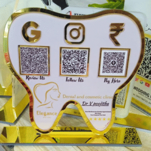 Dental Tooth Shaped NFC Single QR Google Review Standee - For Dentists